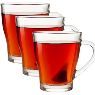 Imagem de Kit 3 Canecas Vidro Murlin 265ml Café Chá Capuccino Chocolate Quente Leite Transparente Alça Resistente Jogo