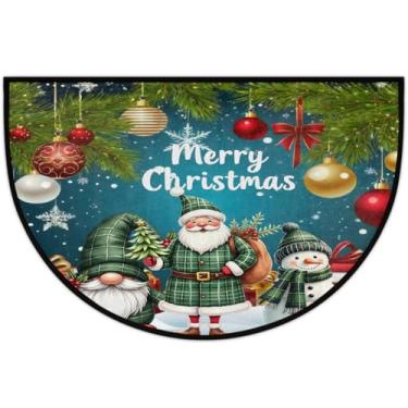 Imagem de Tapete de porta meio redondo, boneco de neve, gnomo, antiderrapante, absorvente, semicírculo, tapetes laváveis, meia lua, tapetes para ambientes internos, pátio, cozinha, banheiro, entrada, lareira