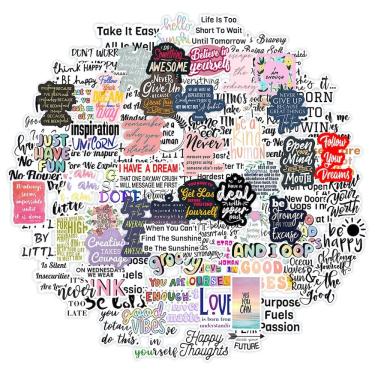 Imagem de Pacote de adesivos Mottos Inspirational English Letters Anime x100