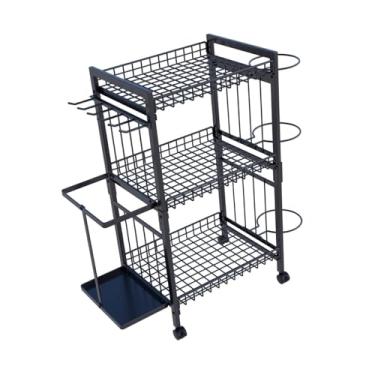 Imagem de Colaxi Organizador de equipamentos esportivos com rodas Basketball Holder Basket Garage Storage Rolling Ball Storage Rack para futebol