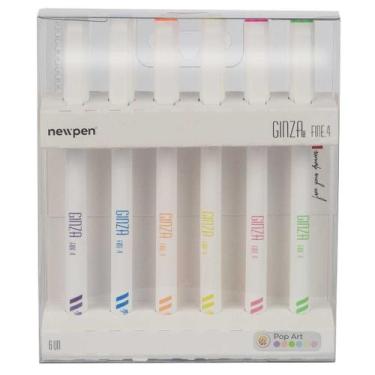 Imagem de Kit 6 Caneta Ginza Pro Fine.4 Fine Line Ponta Fina 0.4mm Newpen, Pop A