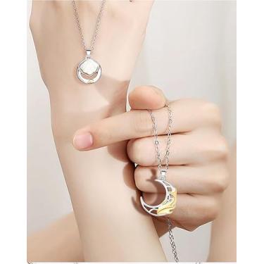 Imagem de Colar Shl Moon, joia para mulheres, colar de amizade, presentes de aniversário, dia dos namorados, presentes para casais, moderno, moderno, Natal, amizade para mulheres, dia dos namorados, Medium