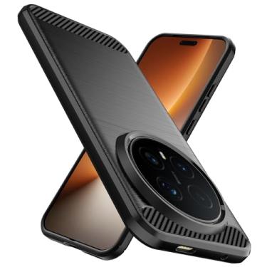 Imagem de Natbok Capa projetada para Honor Magic8 Pro, TPU flexível [textura escovada] [antiderrapante] à prova de choque, proteção militar, capa fina para Honor Magic 8 Pro, preta