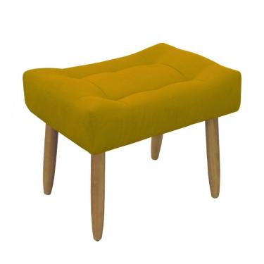 Imagem de Puff Banqueta Decorativo Pés Madeira Amarelo