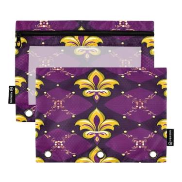 Imagem de Wassud Pacote com 2 pastas de fichário com estampa de flores, pastas de bolso com 3 furos, organizador de fichários para casa, escritório