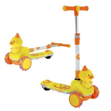 Imagem de Patinete Infantil Patinho Feliz Amarelo 3 Rodas Dobrável Com Som Guidã