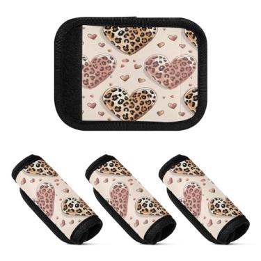 Imagem de Qilmy Pacote com 4 identificadores de bagagem com estampa de leopardo e alça confortável para carrinho de bebê, mala de viagem, acessórios de viagem 195