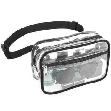 Imagem de Pochete transparente aprovada para estádio, bolsa de cintura transparente com alça ajustável, bolsa de cinto transparente à prova d'água, bolsa transversal transparente, bolsa tiracolo preta de PVC