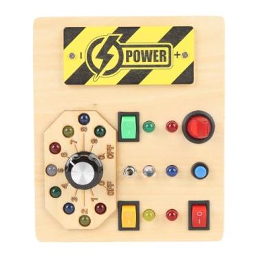Imagem de Cryfokt Brinquedo Sensorial de Madeira da Placa de Circuito para Crianças, Placa Educacional da Atividade do Interruptor de Luz para Crianças 2-6 Anos de Idade, Material de Madeira