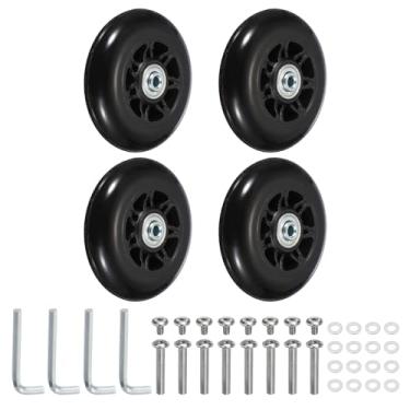 Imagem de YELARXI Replacement Luggage Wheels, Suitcase Wheels Replacement Kit 90x24mm & 2 Set & Rubber & Black - Fitting for (Swivel Caster Bearings Repair/Replacing/Roller Bag/Suitcase/Spinner)