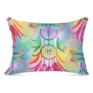 Imagem de Fronha decorativa colorida Dragonfly Dream Catcher com zíper estampa de arte padrão Queen King Capas de travesseiro corporal, tamanho padrão, 51 x 66 cm