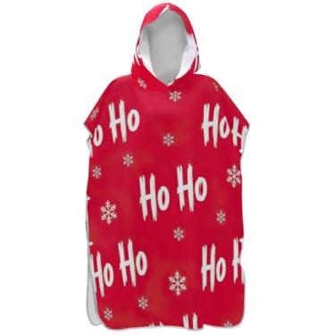 Imagem de Joisal Poncho de surfe trocador de roupão para praia Adul toalha com capuz floral plus size flocos de neve brancos vermelhos homens mulheres poncho com capuz