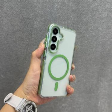 Imagem de Capa transparente com alça de pulso magnética para carregamento, para Samsung A56 A36 A25 A05 A15 A15 e Galaxy S24 Ultra S25 Plus, verde, DanKe, para Galaxy S25 Edge.