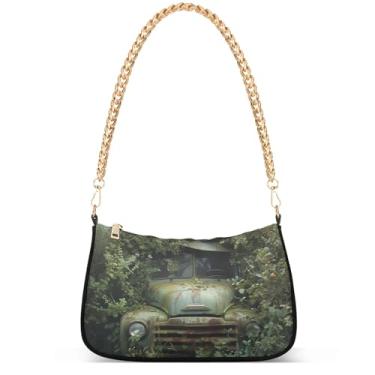 Imagem de Bolsa feminina com pintura Regatta Claude Monet Hobo Party Clutch feminina moderna com corrente sobre ombro, Jardim de caminhão engraçado