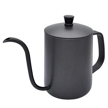 Imagem de Dianoo Pote de café com bico longo e estreito de 600 ml, requintado de aço inoxidável com bico longo e estreito, jarro de café com pescoço de ganso para escritório em casa - preta