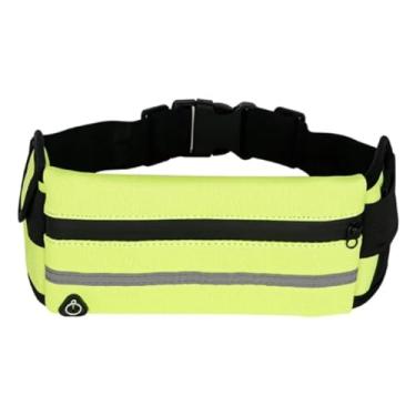 Imagem de Pochete Esportiva Faixa Refletiva Bolsa de Cintura Resistente leve ajustável em Nylon Verde para Corrida caminhada e Atividades ao Ar Livre Academia treino fitness porta celular documentos smartphone