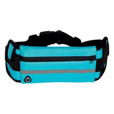 Imagem de Pochete Esportiva Faixa Refletiva Bolsa de Cintura Resistente leve ajustável em Nylon Azul para Corrida caminhada e Atividades ao Ar Livre Academia treino fitness porta celular documentos smartphone