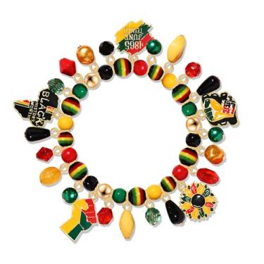 Imagem de Cinco De Mayo Pulseiras com Berloques para Mulheres, Pulseiras Elásticas com Contas Mexicanas Sombrero Abacate Pinata Pimenta Acessórios Mexicanos Lembranças de Festa, Large, Zinco, Sem Pedra Preciosa