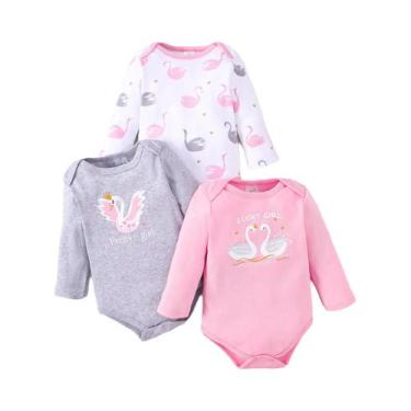 Imagem de Conjunto De 3 Peças De Macacão De Manga Longa Para Bebê Menina Em Algo