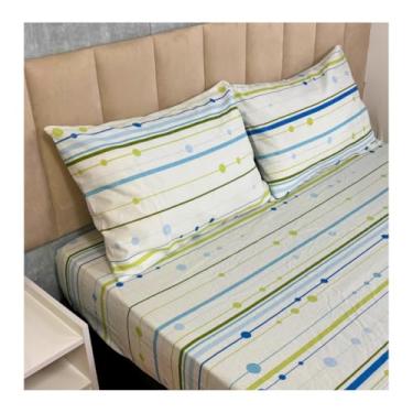 Imagem de Jogo de Lençol Casal 3 Peças 150 Fios Estampado – Lençol com Elástico, Fronhas com Zíper, Cama Box e Padrão (Modelo - 18)