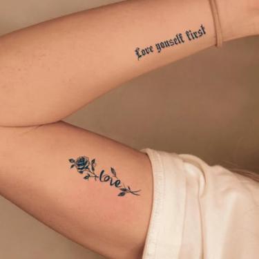 Imagem de Suco de ervas, semipermanente, simples, texto, minimalista, tatuagens, 7-14 dias, sem queda, não reflexivo, pulso, peito, abdômen, costas, pescoço, perna, corpo, tatuagem, adesivos, 1 peça