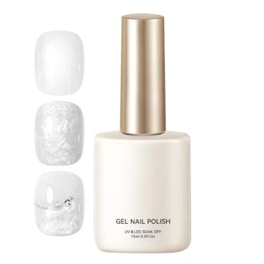 Imagem de Esmalte Para Unhas,Brilho Longo e Gel de Fixação - 15ml Esmalte Branco Pérola | Para Mulheres Raparigas Manicure Pedicure DIY Salão Caseiro Amantes De Unhas