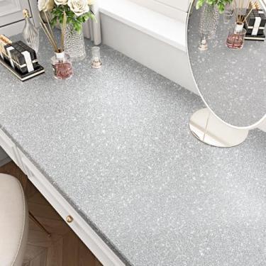 Imagem de EPPKILY Papel de parede com glitter prata descasque e cole papel de contato com glitter autoadesivo removível papel de parede prateado com glitter para armários gavetas quarto paredes bancadas
