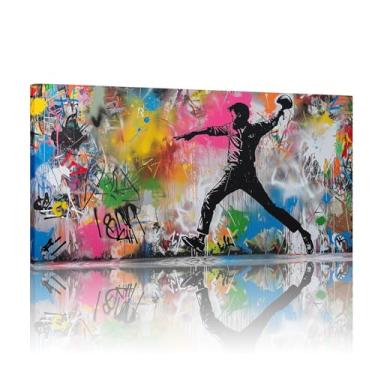Imagem de Impressões de arte de parede Banksy, mural de parede Banksy, tela de arte de parede Banksy, impressões em tela extragrande, pôsteres e impressões Banksy - (40 x 80 cm) 16 x 32 polegadas sem moldura