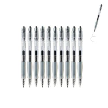 Imagem de GZBABY Caneta de gel retrátil, 10 peças, caneta esferográfica de ponta fina para escrever colorir, 0,5 mm, tinta cinza