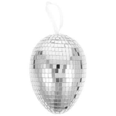 Imagem de VOSAREA Mini bolas espelhadas para pendurar ovos de páscoa para decoração de festa, enfeites de bola de discoteca refletiva para decoração de árvore de Páscoa, pequena bola prateada pendurada