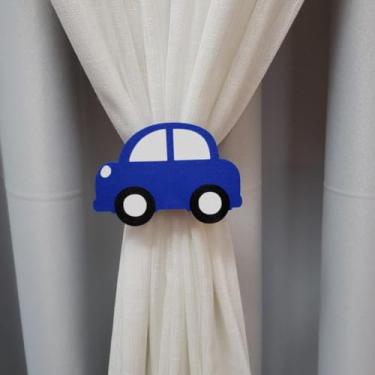 Imagem de Prendedor de Cortina Infantil Carrinho – Abraçadeira Decorativa | Kit com 2 Unidades (Azul Escuro)