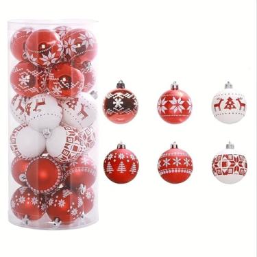 Imagem de Conjunto de Ornamentos Inquebráveis 24ct Pintura Delicada Bolinhas Decorativas com Brilho para Pendurar Decorações Árvore