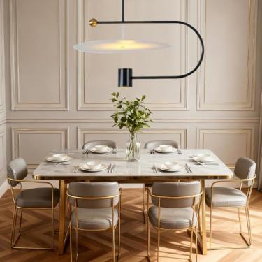 Imagem de Lustres modernos, luminárias de teto com ventosa, luminárias de teto LED, mesa de jantar de 60 cm em preto/dourado, aconchegante, adequadas para quartos, salas de jantar, salas de estar e ca