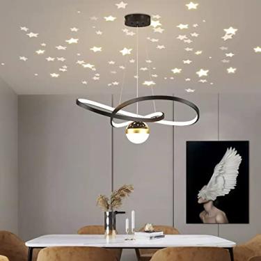 Imagem de Luminária pendente LED para mesa de jantar, com controle remoto, ideal para sala de estar, cozinha e outros ambientes. Moderna, com altura ajustável, perfeita para quartos e escritórios (pre