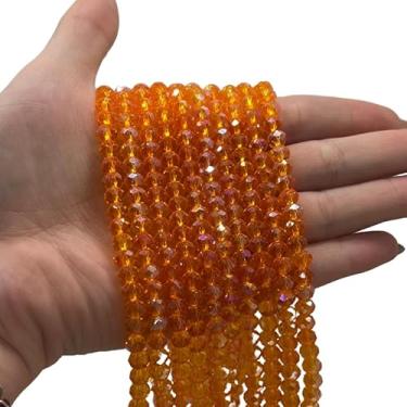 Imagem de Fios de Cristais 6mm para Bijuteria e Artesanato – 10 Fios com ~850 Pedras da Mesma Cor (Laranja Cristal Boreal)