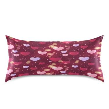 Imagem de ATTX Fronha de cetim coração vermelho com fecho de envelope, macia e refrescante para cabelo e pele, tamanho king size 20 x 40 polegadas (600)