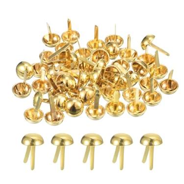 Imagem de Generic 100 peças de bolsa para pés, 12 mm bolsa redonda cabeça de pregos, pino de pino, bolsa inferior para bolsa, roupas, artesanato, couro, faça você mesmo, dourado