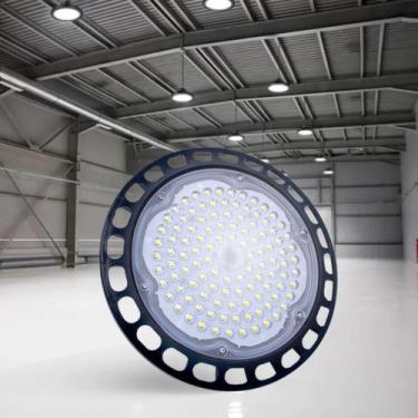 Imagem de Kit Luminária Led Ufo Highbay 100w Redondo Galpão Industrial Branco Fr