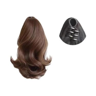 Imagem de Peruca De Rabo De Cavalo Curto E Cacheado Sintético De 12 Polegadas Co