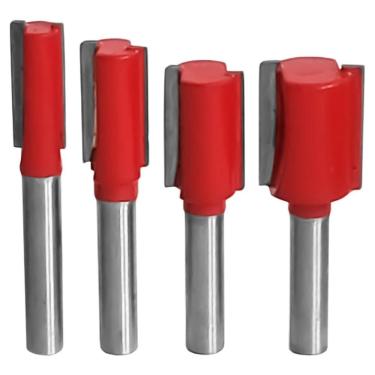 Imagem de Kit 4 Fresas Retas Paralela 8 A 16Mm Haste 6Mm Madeira Tupia