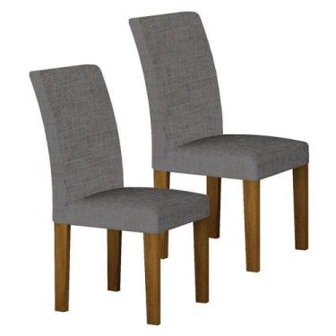 Imagem de Cadeira Para Mesa De Jantar Napoli Mdf Kit 2 Peças Freijó Linho Cinza 