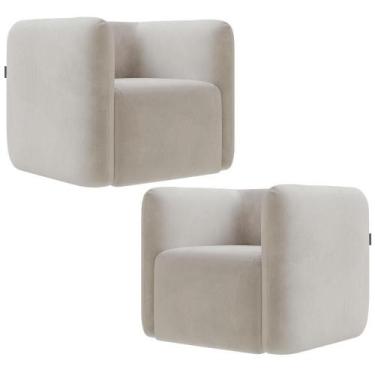 Imagem de Kit 02 Poltronas Decorativas Para Sala De Estar Fixa Living Peônia K01