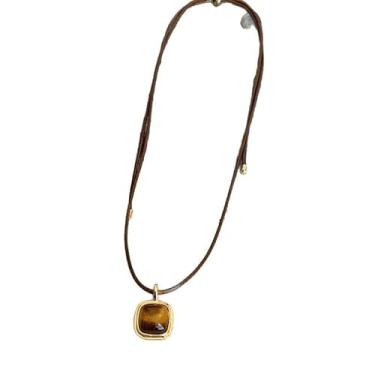 Imagem de Colar de cristais de cura para mulheres, ametista natural olho de tigre proteção bênção da sorte contas de chacra colares com pingente de pedra ajustável