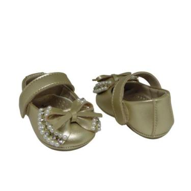 Imagem de Sapatinho de Bebê Sapatilha Luxo Laço Batizado Infantil Menina Manozin