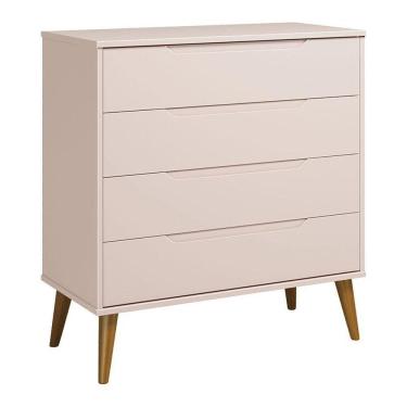 Imagem de Cômoda Gaveteiro Retrô Elfe Rosa Acetinado Amadeirado - Reller