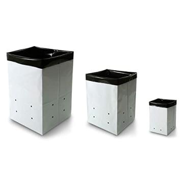 Imagem de Lassalt Sacos de cultivo de plástico, pacote com 30, 30 litros, 30 litros, 26 a 14 litros, sacos brancos e pretos pequenos para cultivo de plantas, tomates, vegetais, mudas e enraizamento, inclui 30