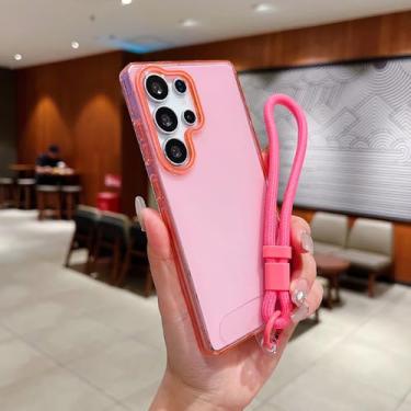 Imagem de Capa transparente rígida em policarbonato com alça de pulso, à prova de choque, para Galaxy S25+