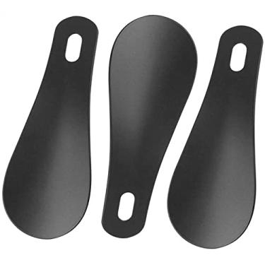 Imagem de HHHJQFAAT 2 peças de chifre de metal com furos para pendurar sapato infantil buzina para sapatos de viagem, botas de chifre para idosos e adultos sapato para homens e mulheres (3 preto 10 cm)