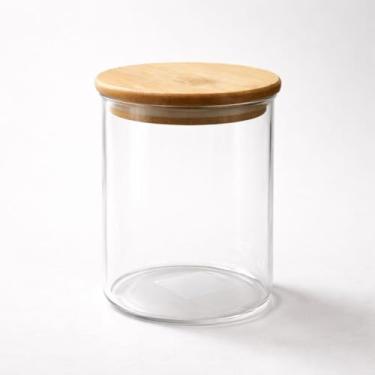 Imagem de Pote de Vidro Borossilicato 950ml com Tampa de Bambu Hermética para Organização da Cozinha
