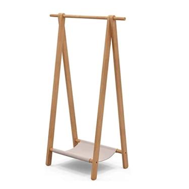 Imagem de SLGGPJBU Cabide de chão com economia de espaço, cabideiro de madeira com ganchos ousados, suporte para roupas, árvore, elegante, chapéu, cabideiro, trilho, suporte multifunções para entrada